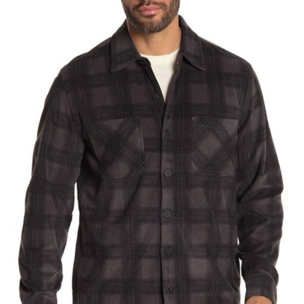 NWT Weatherproof Gray Plaid Shirt Jacket Long Sleeves Size Medium
